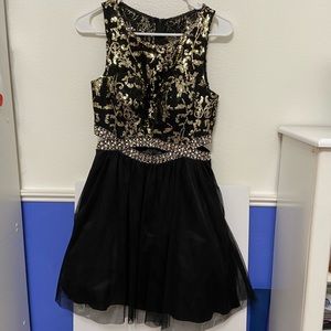 Black and Gold Sequin Dress